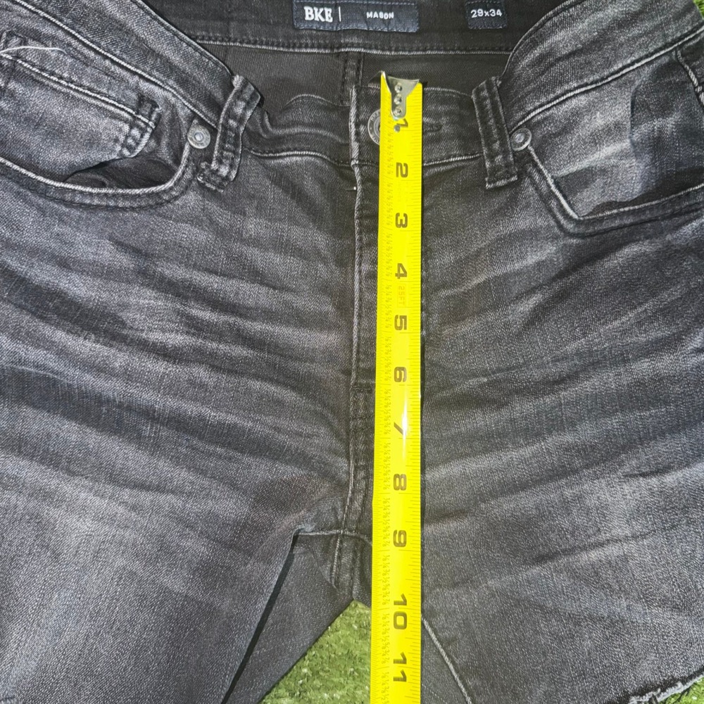 BKE Mason Mens Black Denim Shorts Raw Hem Faded Stretch Size 29x34 Cut Off - Picture 7 of 8